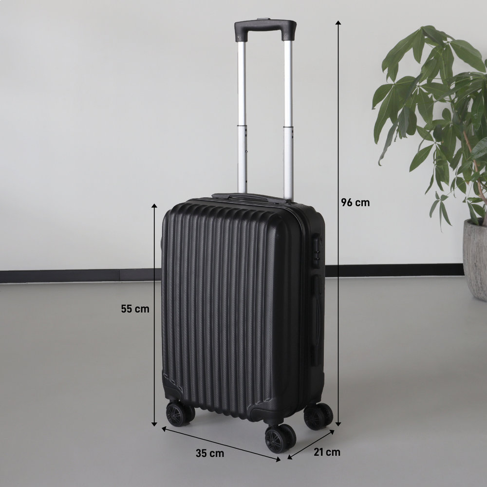 nabootsen Absoluut grens Handbagage koffer 55cm zwart 4 wielen trolley met pin -  Laagsteprijsgarantie.com - AQ-Living.com