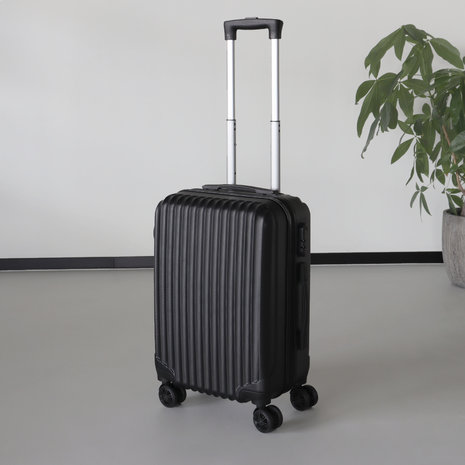 honing Riet voor het geval dat Handbagage koffer 55cm zwart 4 wielen trolley met pin -  Laagsteprijsgarantie.com - AQ-Living.com