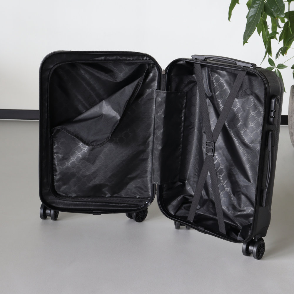 borst Recensent hoofdstad Handbagage koffer 55cm zwart 4 wielen trolley met pin slot - AQ-Living.com