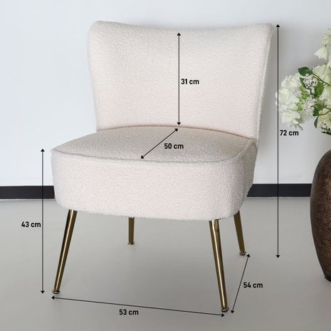Fauteuil zitbank persoons Teddy wit stoel -