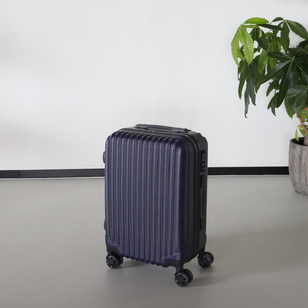 Gehakt huurder rand Handbagage koffer 55cm donkerblauw 4 wielen trolley met pin - AQ-Living.com