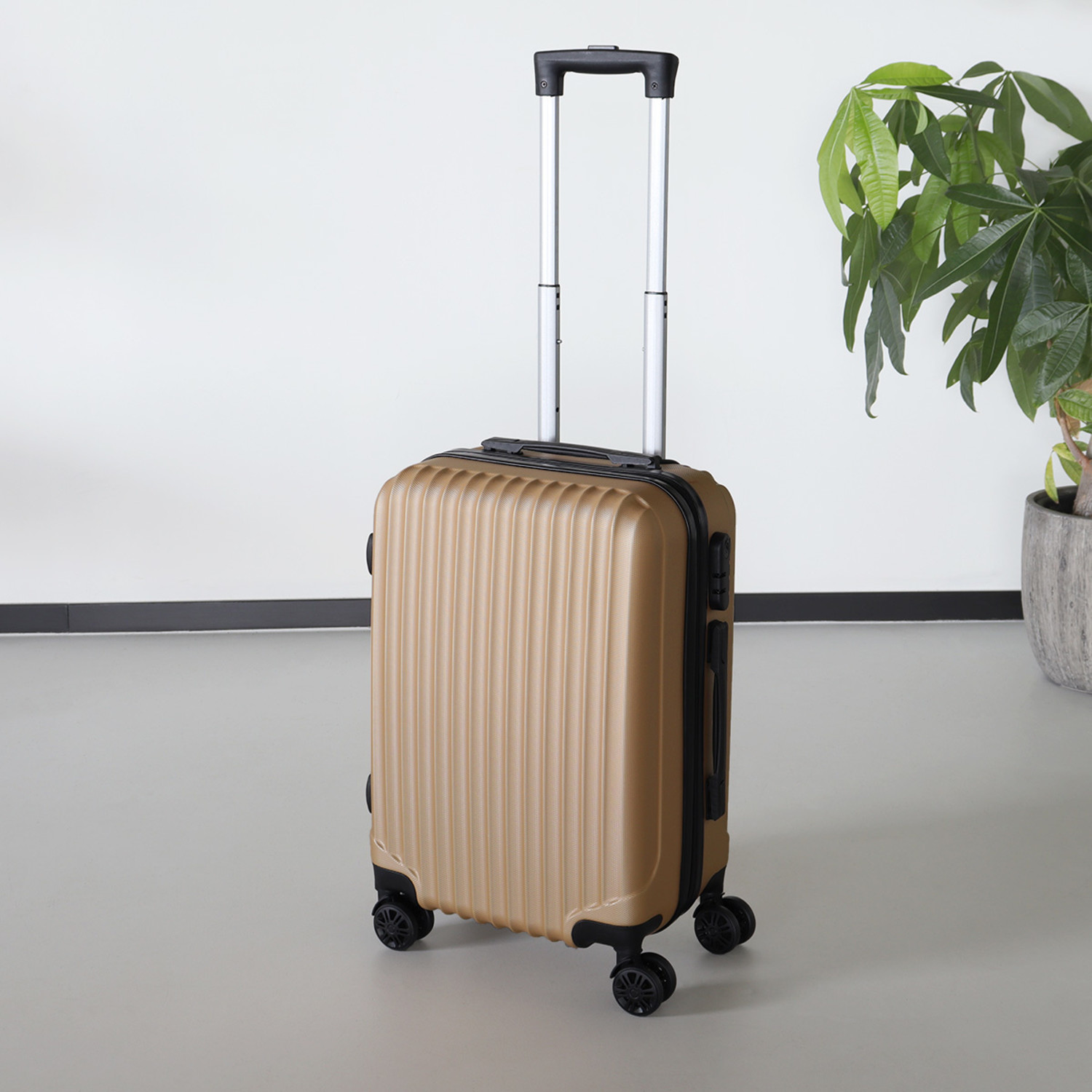 replica zwanger Bestrating Handbagage koffer 55cm goud 4 wielen trolley met pin - AQ-Living.com