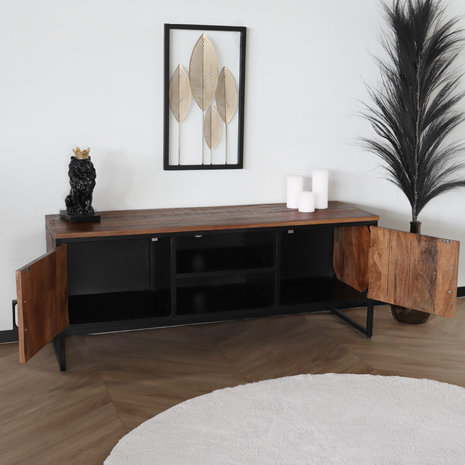 Discreet Ik heb een contract gemaakt Schat TV meubel industrieel Liv duurzaam mangohout 130cm lengte - AQ-Living.com