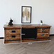 Lizzely Garden & Living Dressoir mangohout Jones bruin zwart ladekast industrieel 155cm duurzaam mango kast Lizzely Garden & Living Dressoir mangohout Jones bruin zwart ladekast industrieel 155cm duurzaam mango kast