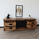 Lizzely Garden & Living Dressoir mangohout Jones bruin zwart ladekast industrieel 155cm duurzaam mango kast Lizzely Garden & Living Dressoir mangohout Jones bruin zwart ladekast industrieel 155cm duurzaam mango kast