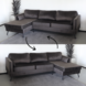 Lizzely Garden & Living Hoekbank design Lizza 270cm bank donkergrijs velvet loungebank zowel links als rechts bankstel Lizzely Garden & Living Hoekbank design Lizza 270cm bank donkergrijs velvet loungebank zowel links als rechts bankstel