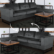 Lizzely Garden & Living Hoekbank design Darsiono 280cm bank grijs velvet loungebank zowel links als rechts bankstel Lizzely Garden & Living Hoekbank design Darsiono 280cm bank grijs velvet loungebank zowel links als rechts bankstel