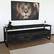 Lizzely Garden & Living TV meubel industrieel mangohout Ilse zwart 180cm tv kast duurzaam mango massief hout tv-meubel Lizzely Garden & Living TV meubel industrieel mangohout Ilse zwart 180cm tv kast duurzaam mango massief hout tv-meubel