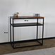 Lizzely Garden & Living Bijzettafel mangohout Mats 90cm bruin industrieel side table Lizzely Garden & Living Bijzettafel mangohout Mats 90cm bruin industrieel side table