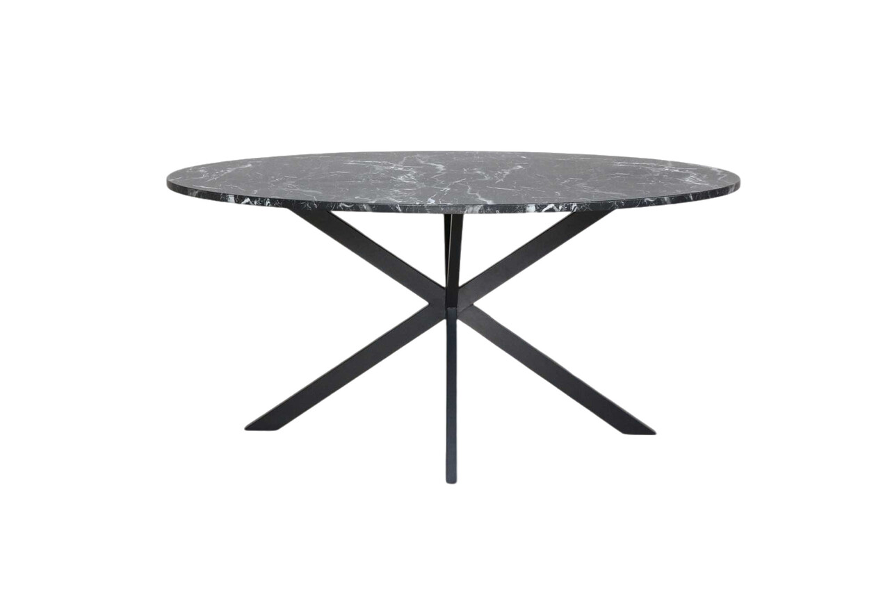 Eettafel ovaal mangohout 160cm James walnoot bruin ovale industriële tafel duurzaam mango eetkamertafel