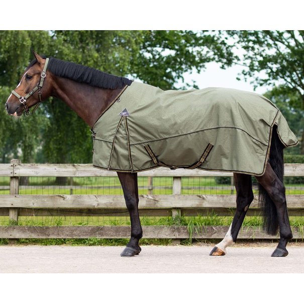 QHP Turnout Rug Collection fleece lining Kaki