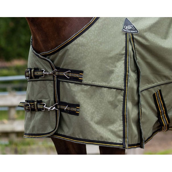 QHP Turnout Rug Collection fleece lining Kaki