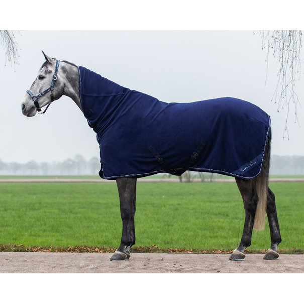 QHP Fleece deken brilliance met nek Navy