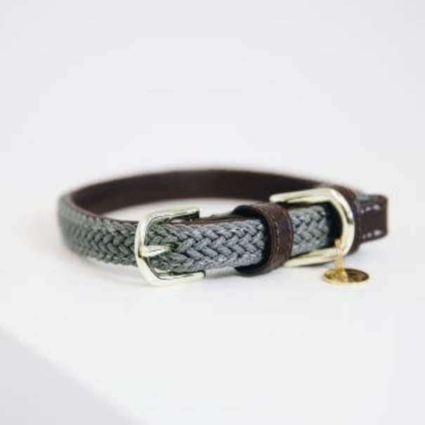 Kentucky Plaited Nylon Dog Collar GREY