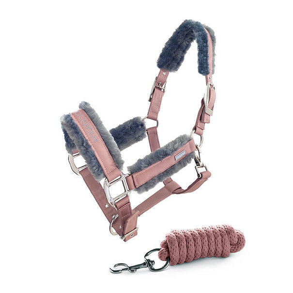 Equestrian Stockholm Fur Halter & Lead Rope Pink