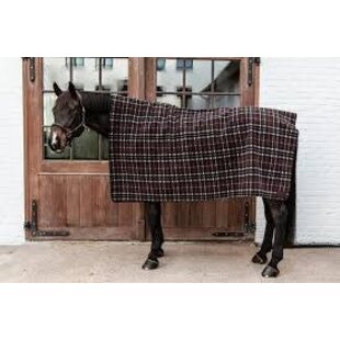 Heavy Fleece Rug Square Stripes Brown/Beige 210x200cm