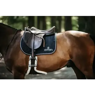 Saddle Pad Leather Fishbone Jumping Navy