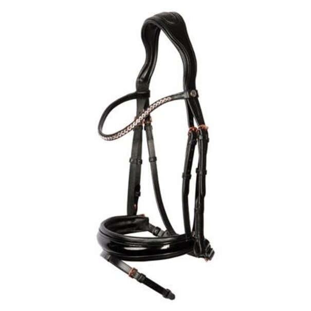 Harry's Horse Hoofdstel Rosegold Lacque Pony Black