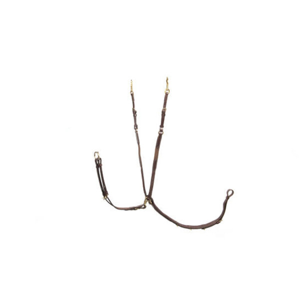 Lj Leathers Jachtmartingaal met elastiek, messing gespen Brown Noisette