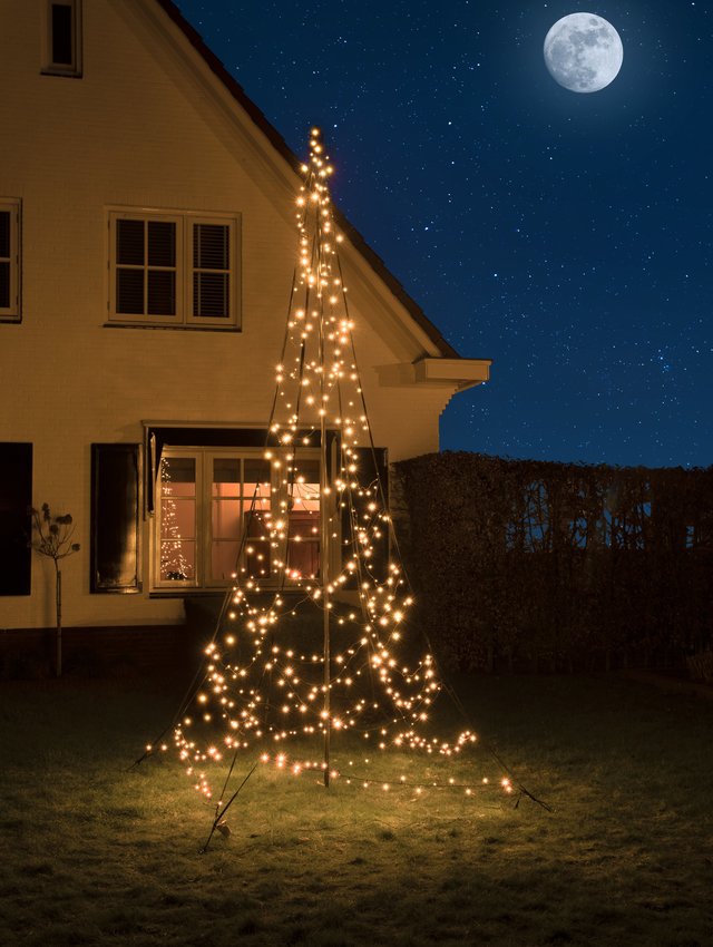 Fairybell juletrebelysning ute | 4 meter | 480 LED-lys | Inkludert stang | Varm hvit