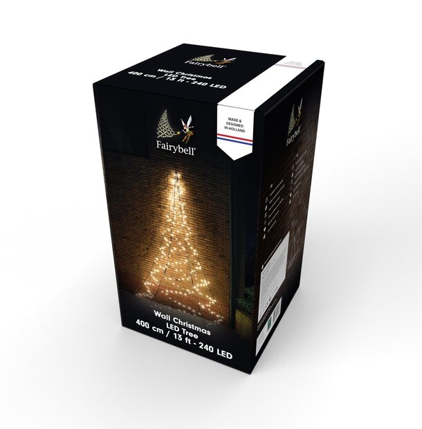 Fairybell Wall Christmas Tree | 4 metres | 240 LED lights | Warm white