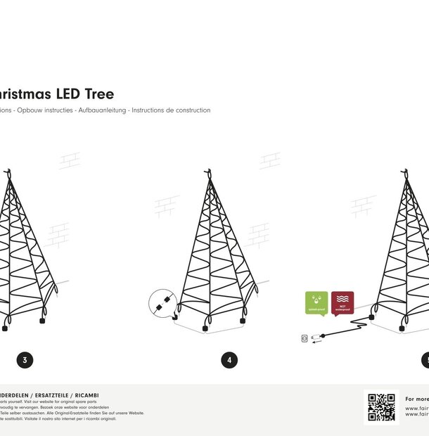 Fairybell Wand-Weihnachtsbaum | 2 Meter | 180 LED-Leuchten | Warmweiß