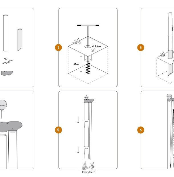 Fairybell | Teilbarer Fahnenmast | 6 Meter | Schwarz