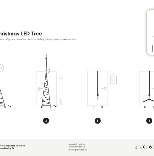 Fairybell | Deurkerstboom | 210 cm | 120 LED-lampjes | Warm wit