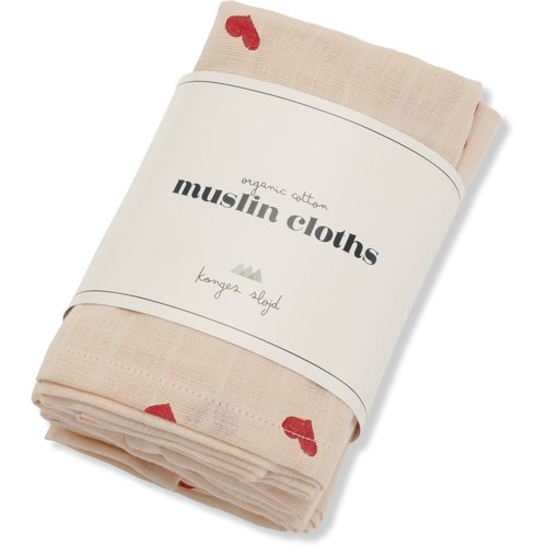 Konges Sløjd 3 Pack Muslin Cloth - Amour rouge Konges Sløjd 3 Pack Muslin Cloth - Amour rouge