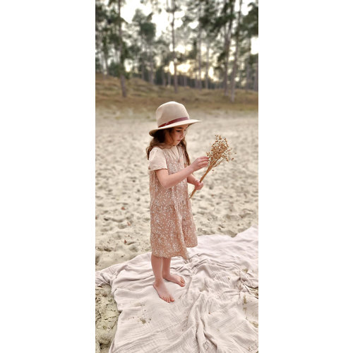 Navy Natural Key Poplin Flower Dress Navy Natural Key Poplin Flower Dress