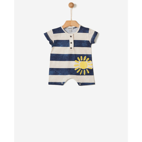 Yell-oh Romper Organic Blue & Sand Stripes Yell-oh Romper Organic Blue & Sand Stripes