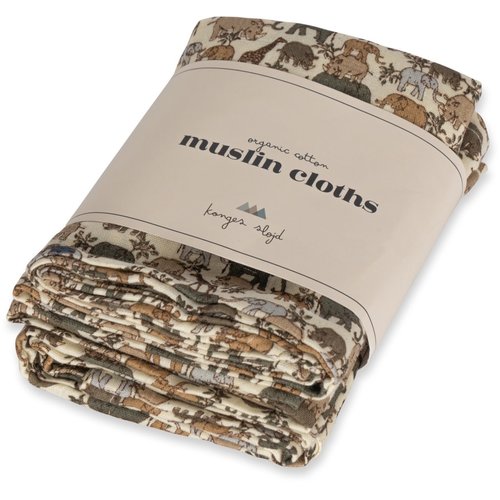 Konges Sløjd 3 Pack Muslin Cloth - Safari Konges Sløjd 3 Pack Muslin Cloth - Safari