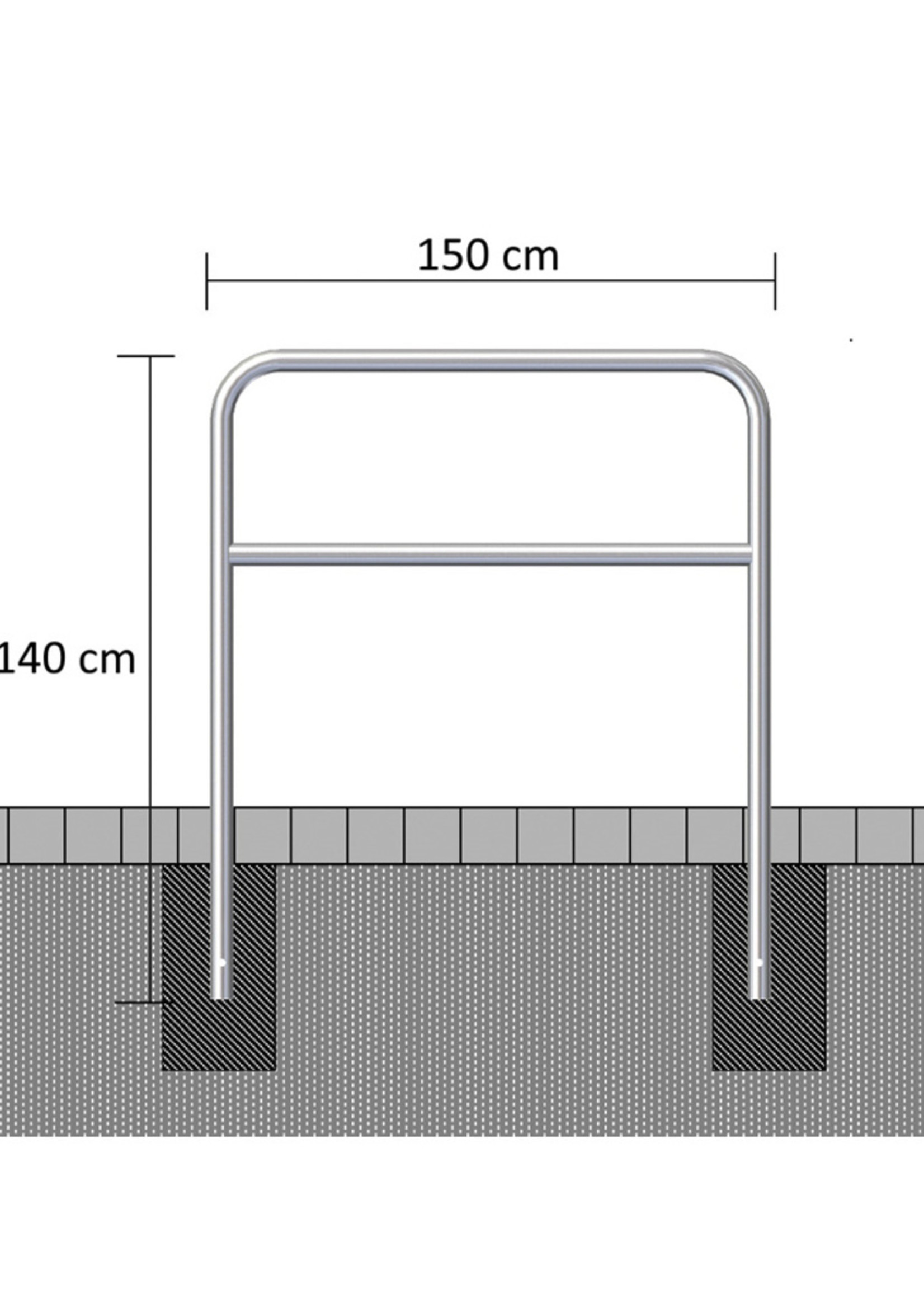 RI-TRAFFIC Anlehnbügel/Absperrbügel Stahl 150 cm x 140 cm