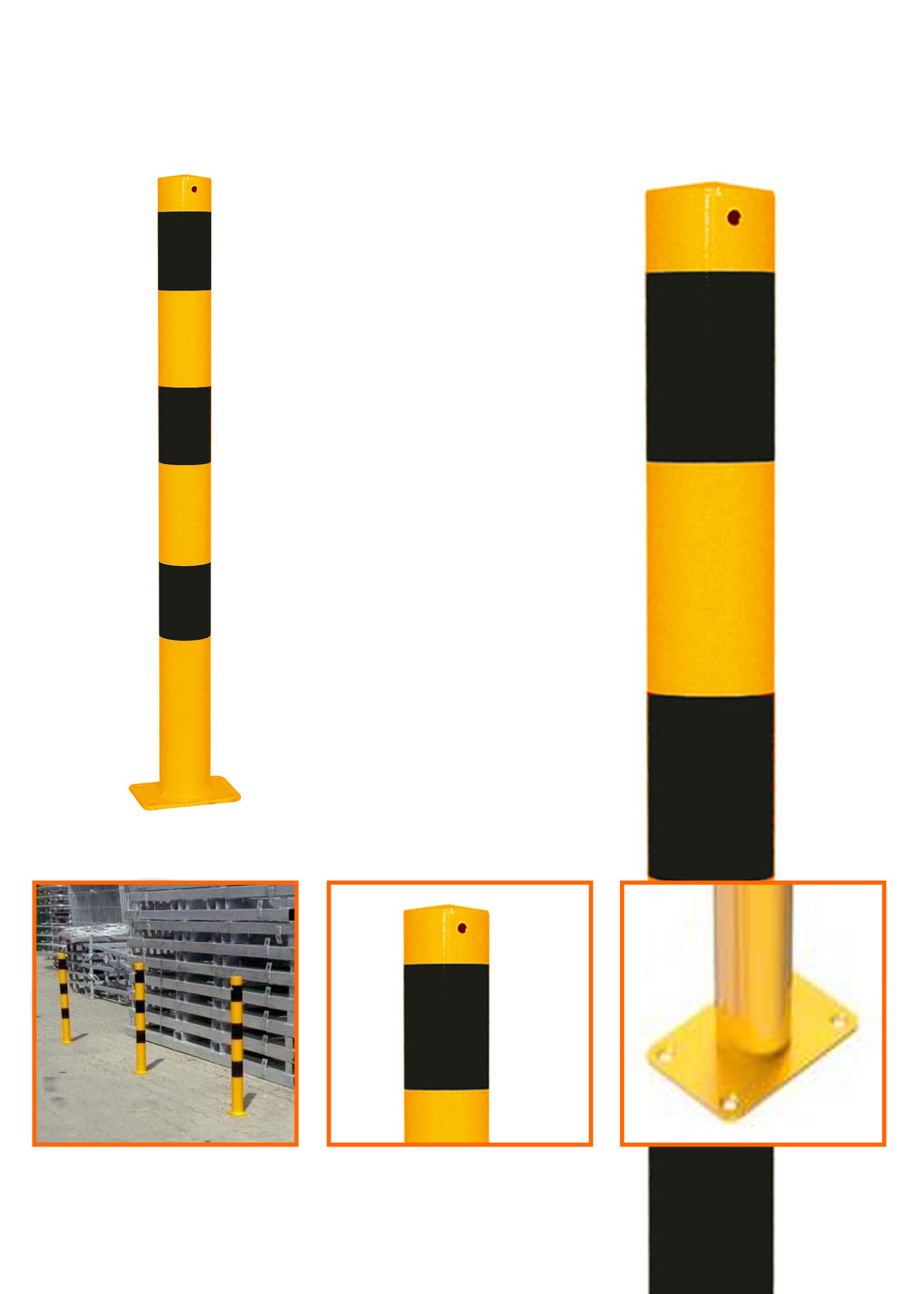 RI-TRAFFIC Stahlrohrpoller Anfahrschutz 90 cm Gelb Schwarz 72mm Durchmesser