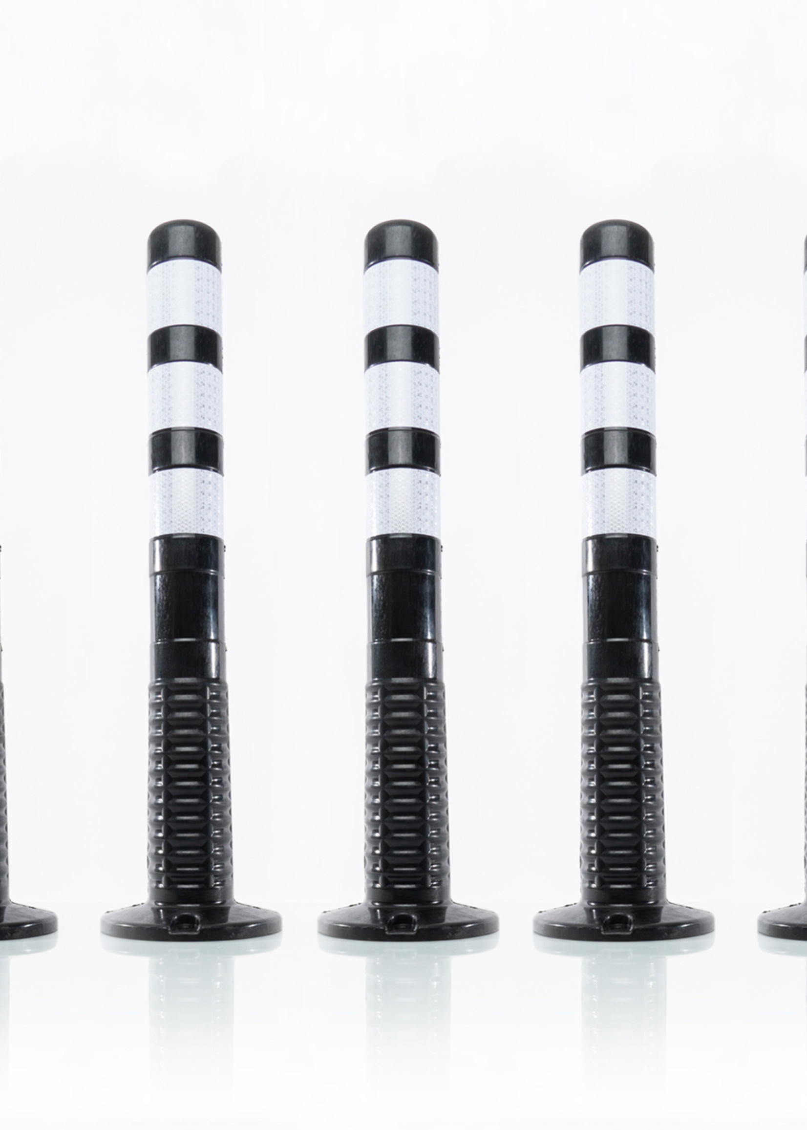 Kunststoff-Absperrpfosten 75cm schwarz, 3 Reflexbänder