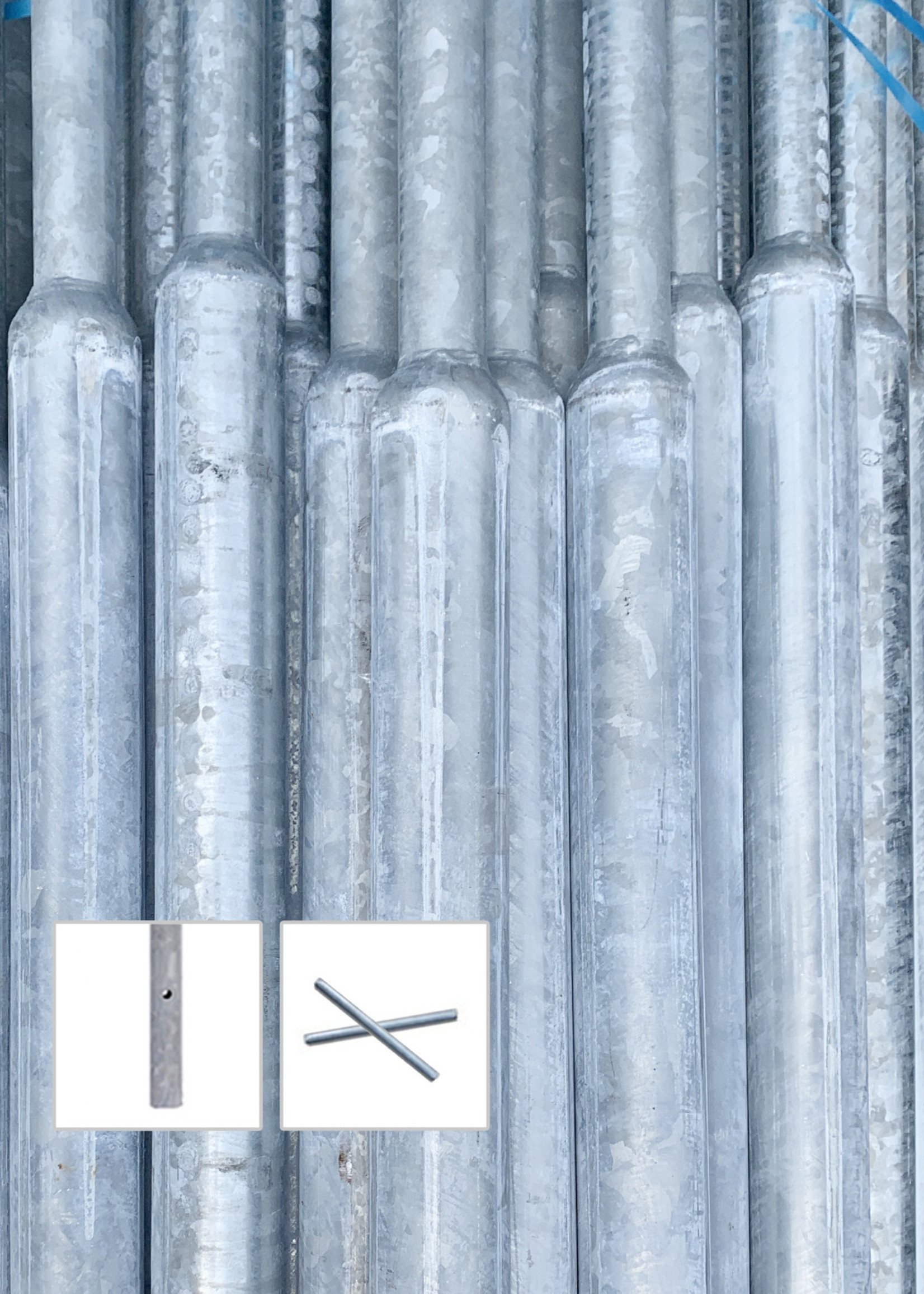 RI-TRAFFIC Stellage fuer Verkehrszeichen Stahl verzinkt / galvanisierter Stahl, verschiedene Längen und inkl. Erdnägel