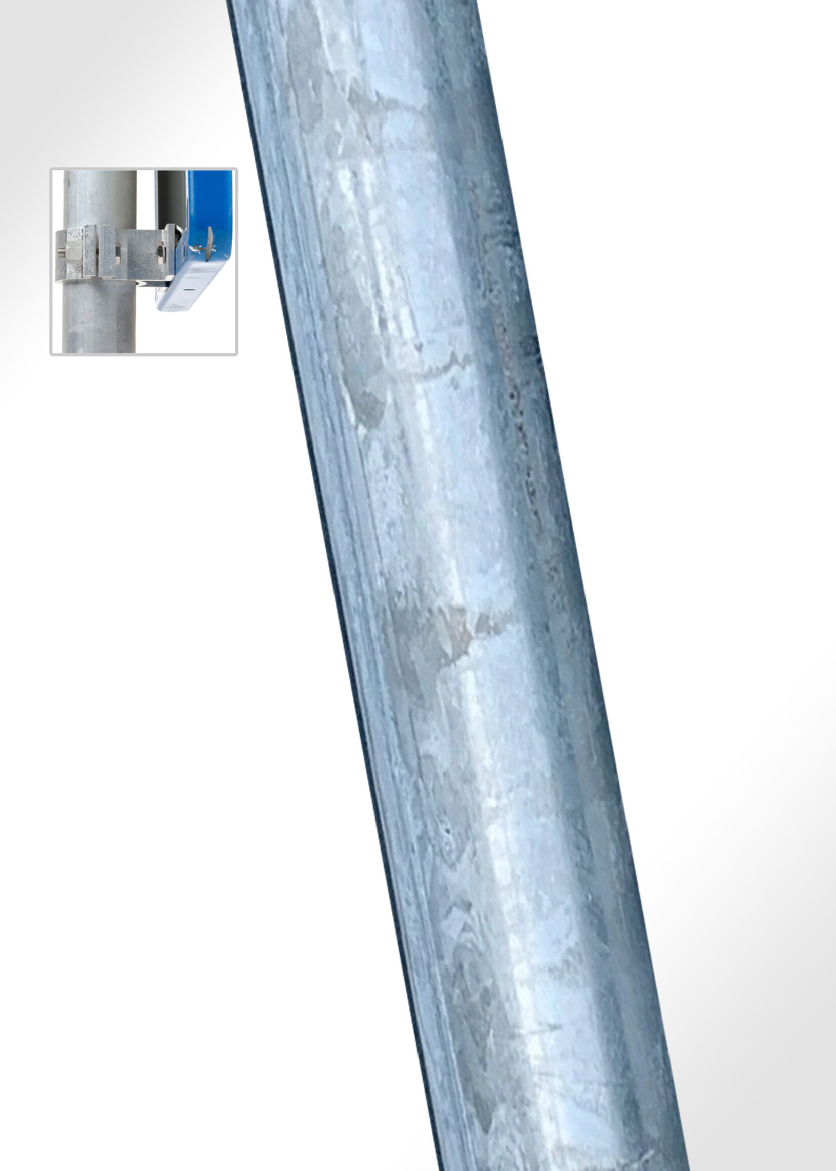 RI-TRAFFIC Rohrpfosten Stahl verzinkt | 100cm bis 400cm x 76mm Durchmesser