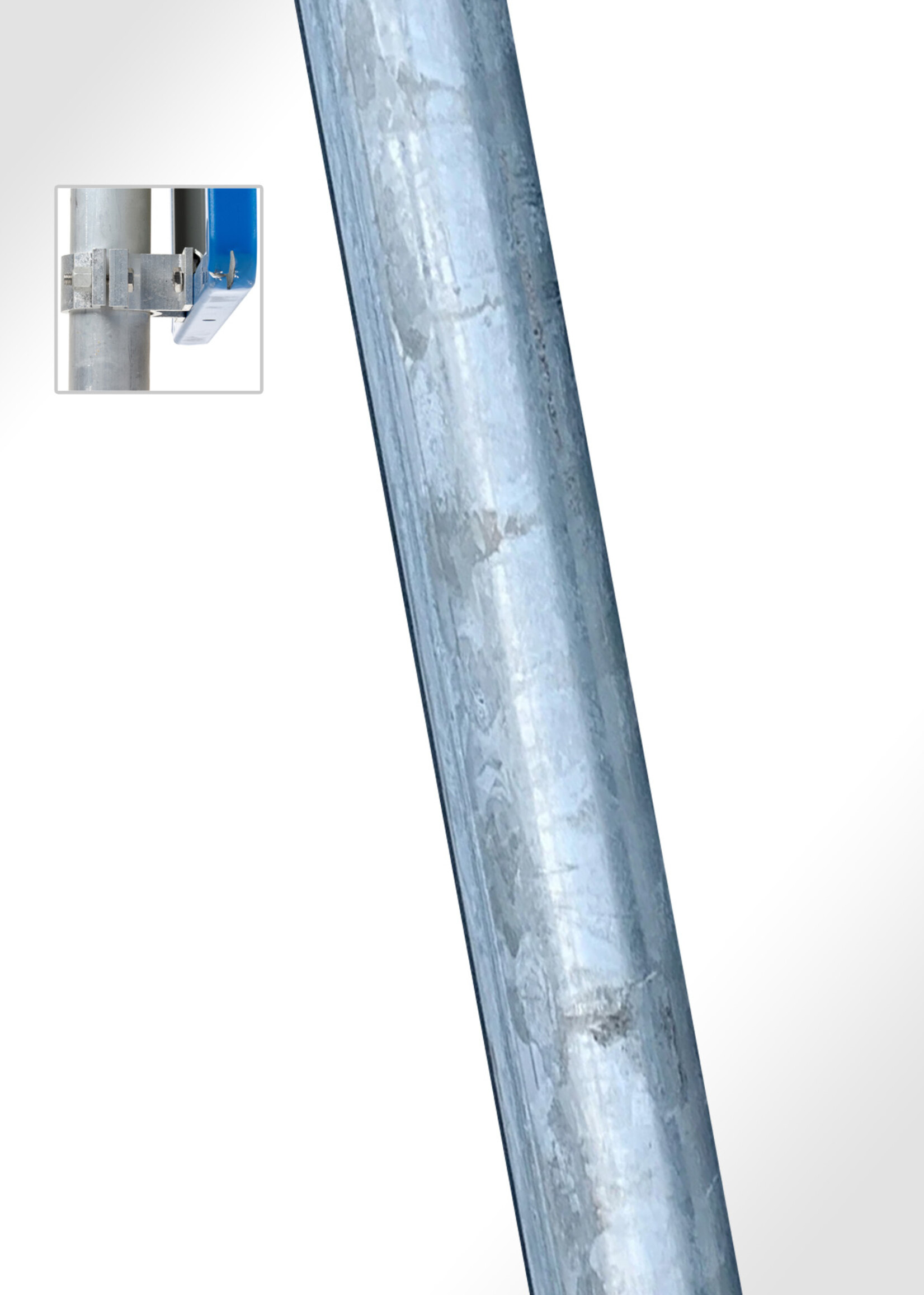 RI-TRAFFIC Rohrpfosten Stahl verzinkt | 100 cm bis 400 cm x 60 mm Durchmesser