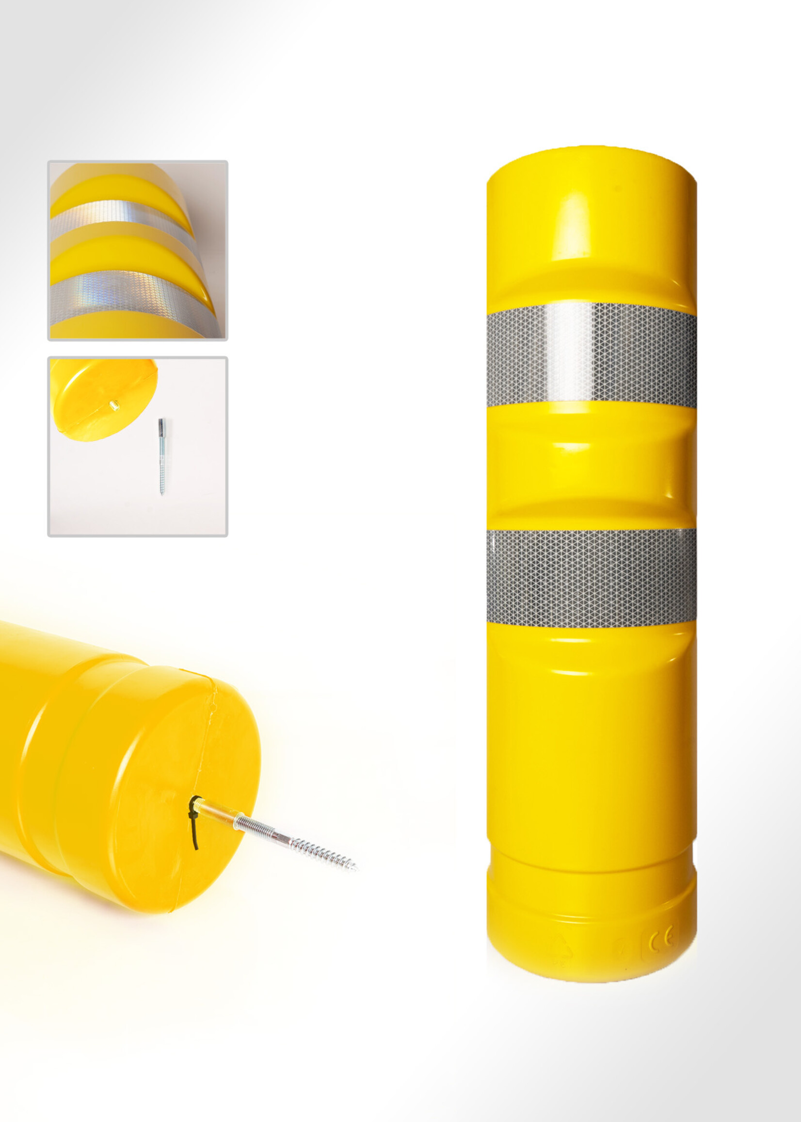 RI-TRAFFIC Flexibake GELB 75 cm (Flexible Leitbake / Anprallbake) mit Retroreflexion