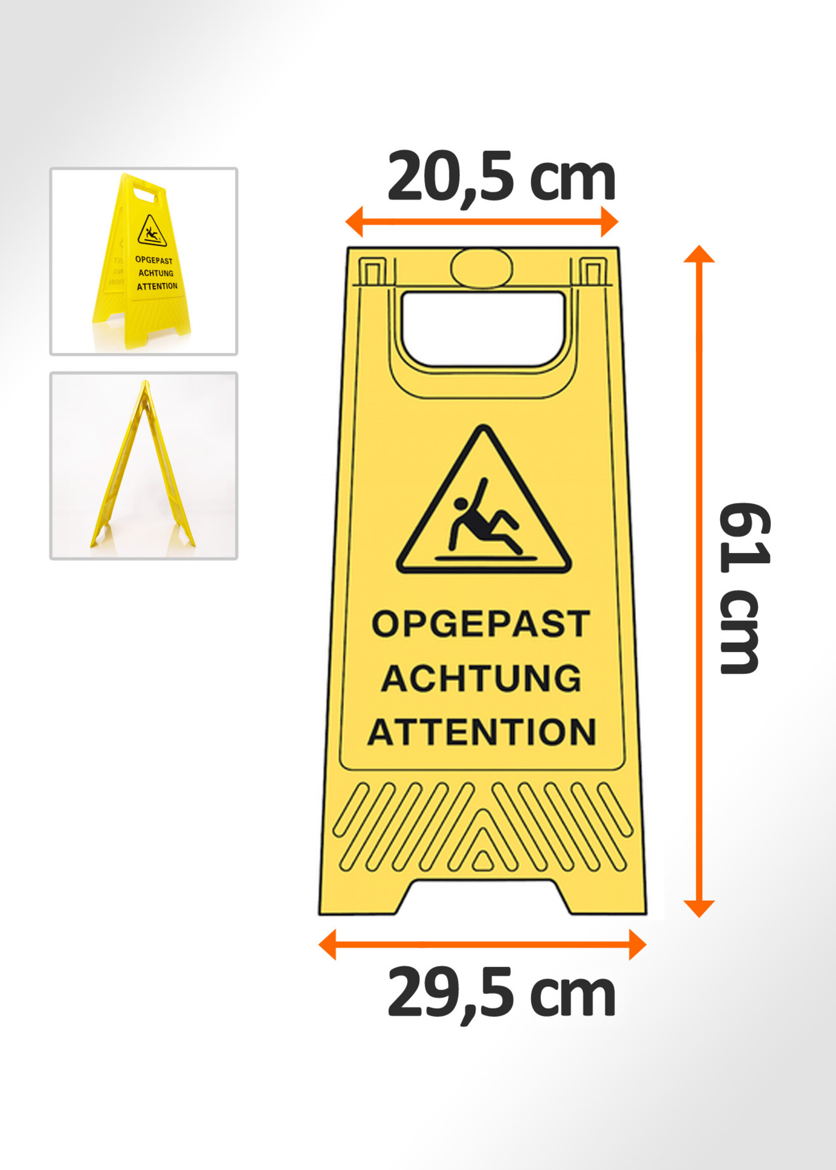 UNSERE HAUSMARKE Warnschild „Achtung“ GELB (Kunststoff) 61 cm x 30 cm