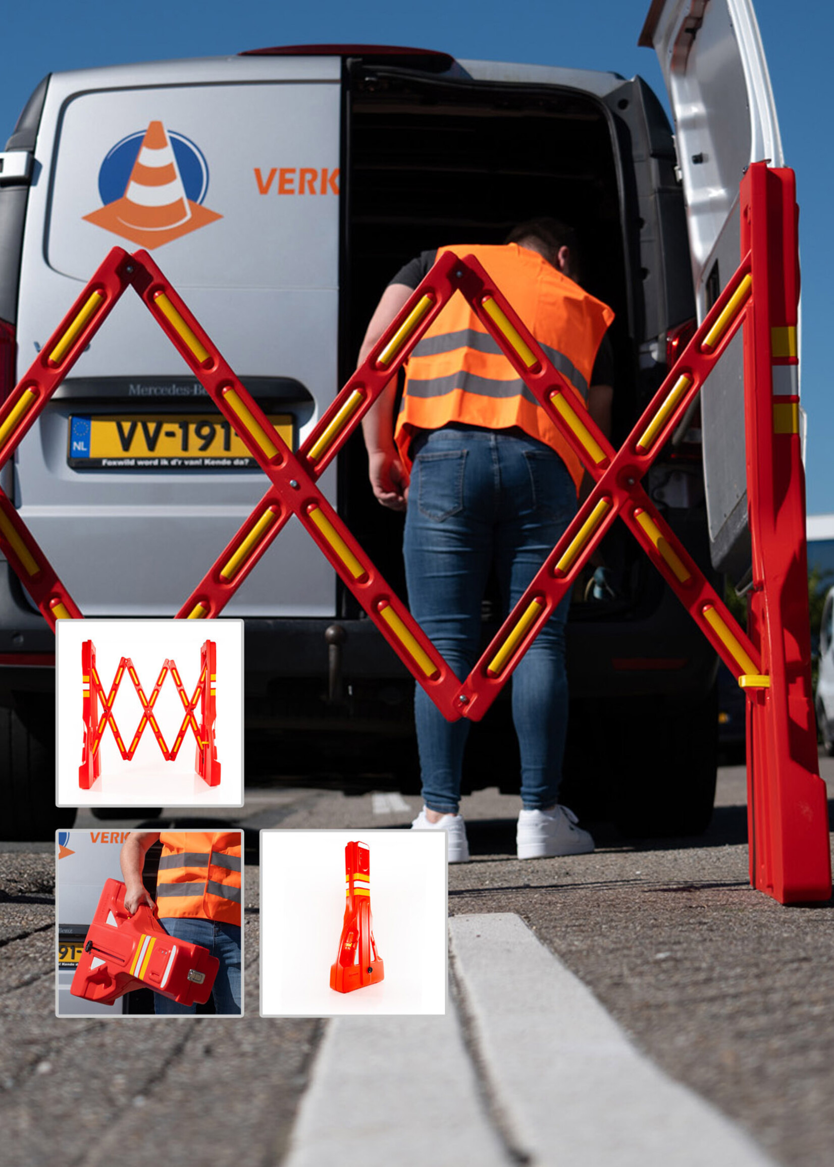 UNSERE HAUSMARKE Klappbares Absperrgitter KUNSTSTOFF (Faltgitter Orange)