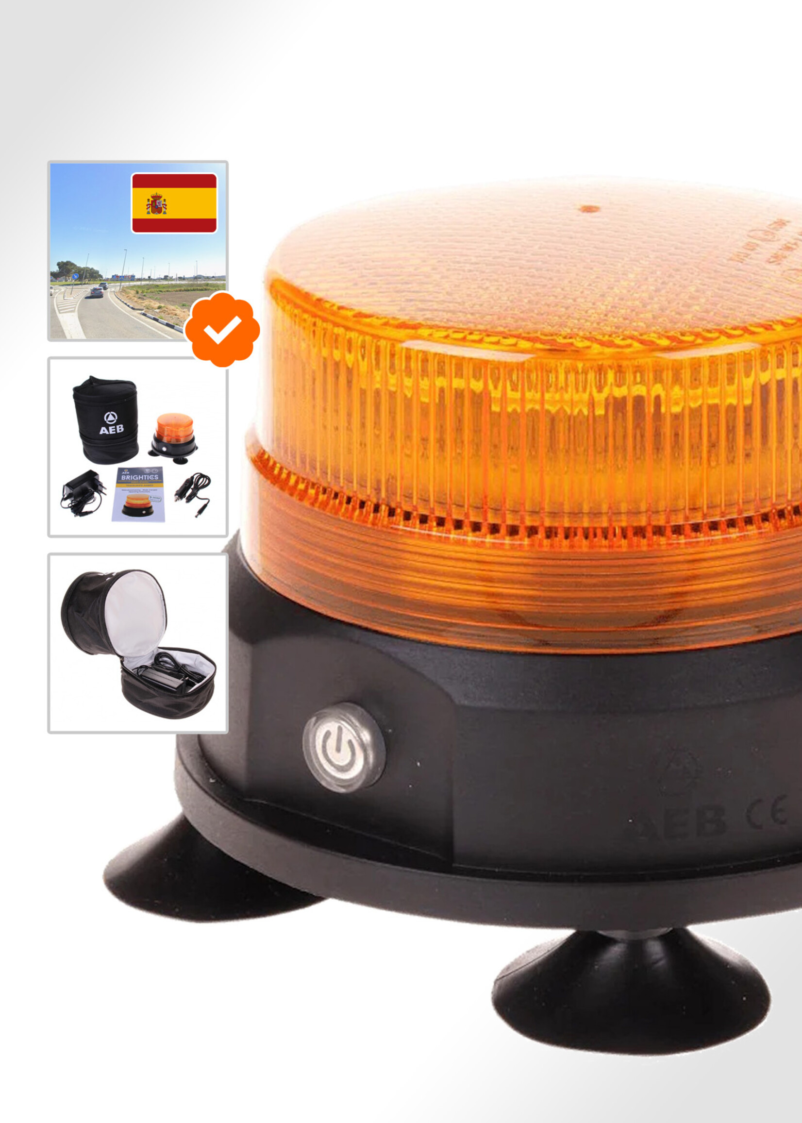 RI-TRAFFIC Oranges LED-Warnlicht mit wiederaufladbarem Akku (DEKRA-geprüft)