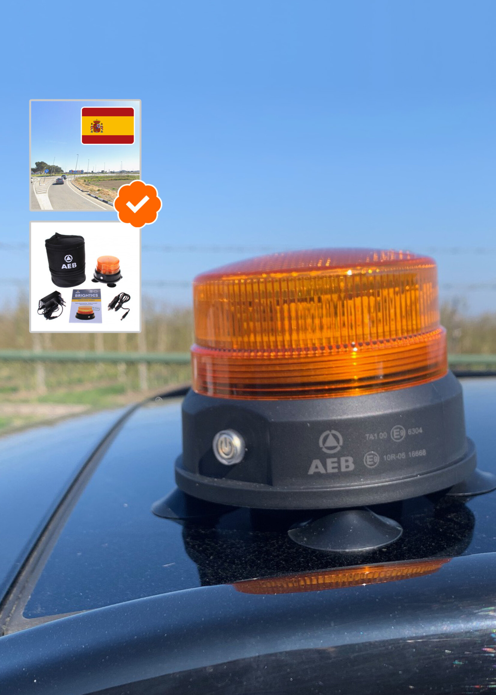 RI-TRAFFIC Oranges LED-Warnlicht mit wiederaufladbarem Akku (DEKRA-geprüft)