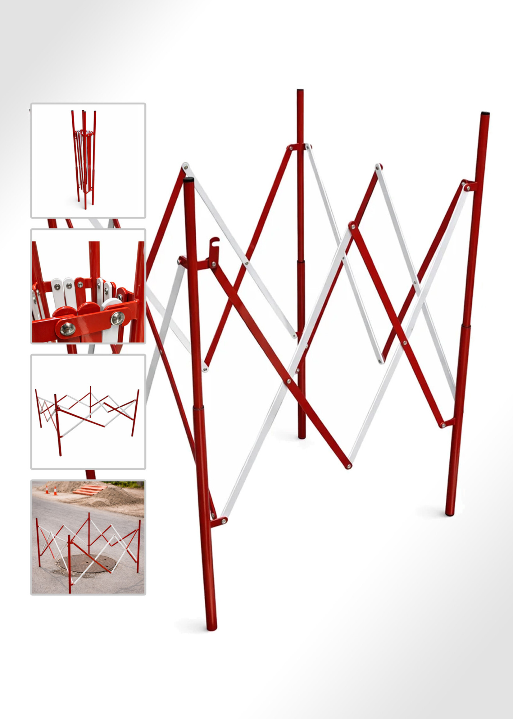 STRELLIS Metall-Scherenzaun 4-seitig, Quadratische Absperrung (130 cm x 130 cm)