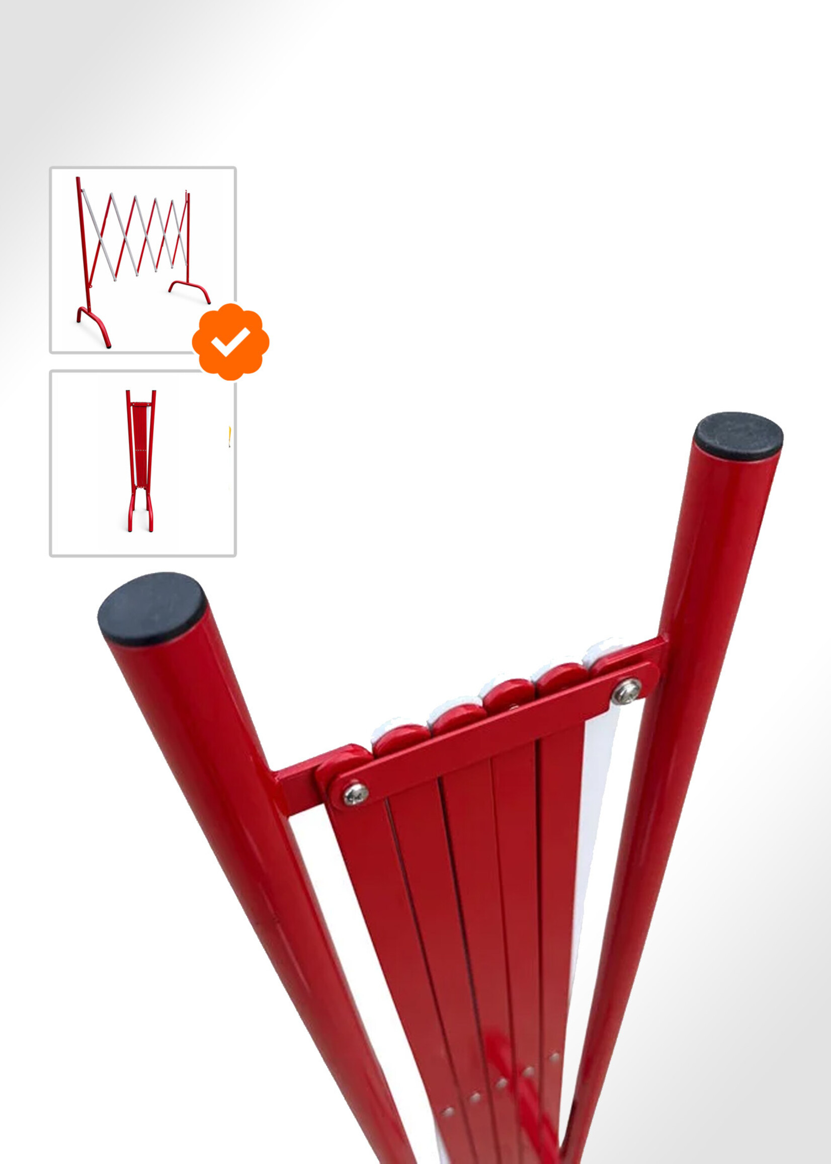 STRELLIS Ausziehbares Scheren-Absperrgitter 2,5 m Rot-Weiß (Faltgitter / Klappgitter)
