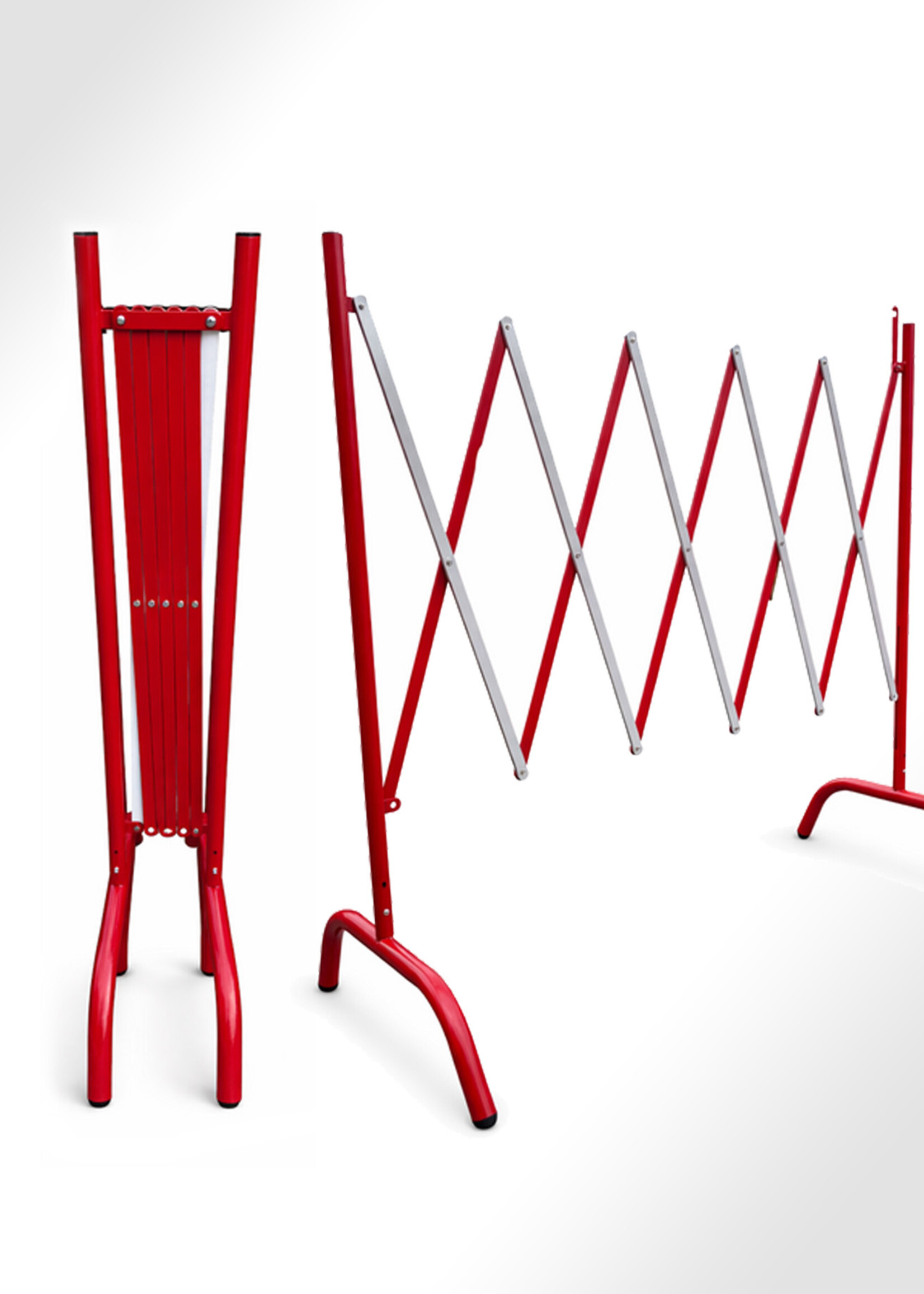 STRELLIS Ausziehbares Scheren-Absperrgitter 2,5 m Rot-Weiß (Faltgitter / Klappgitter)