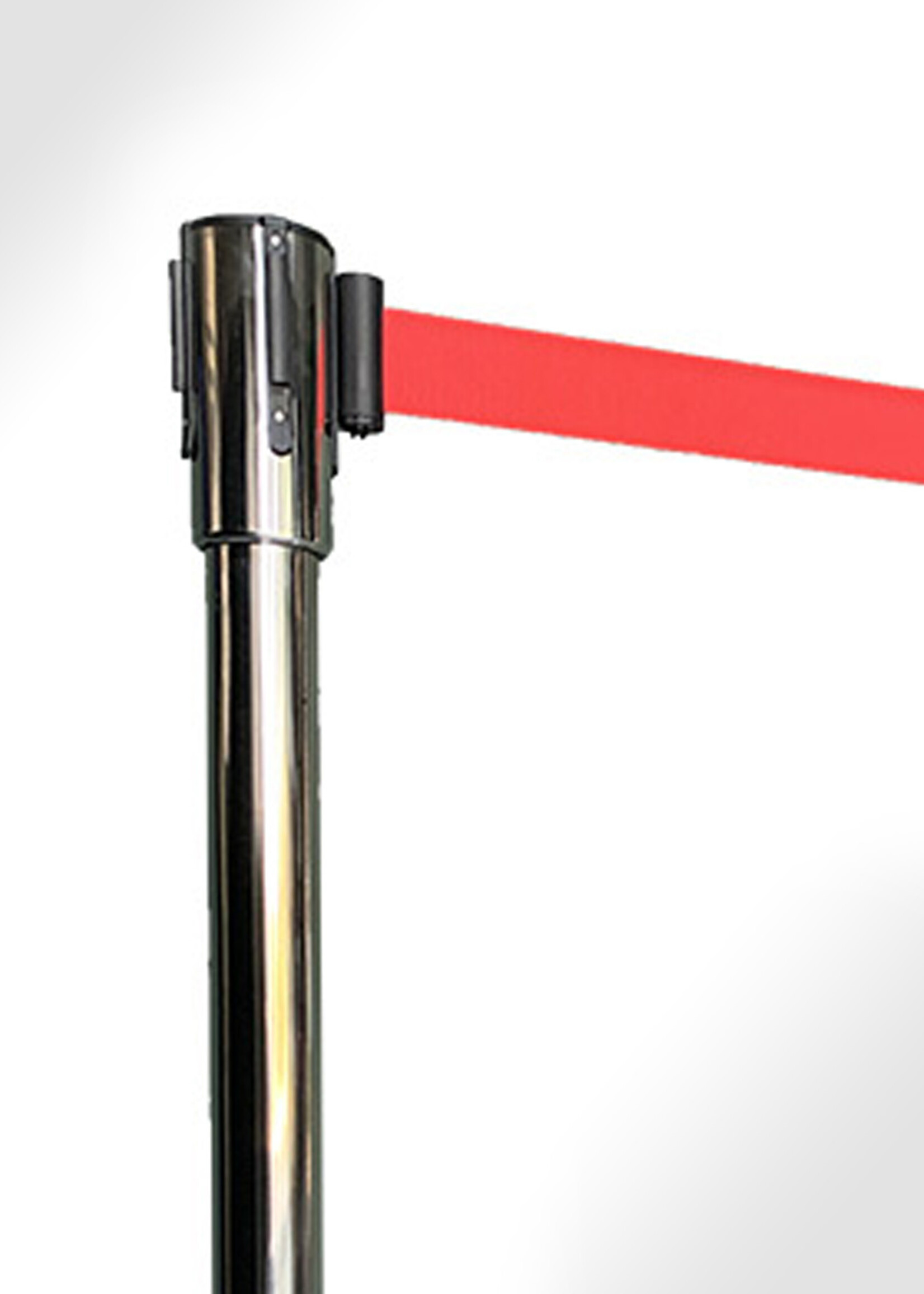 UNSERE HAUSMARKE Edelstahl Warteschlangenpfosten 100 cm mit ausziehbarem Gurtband ROT