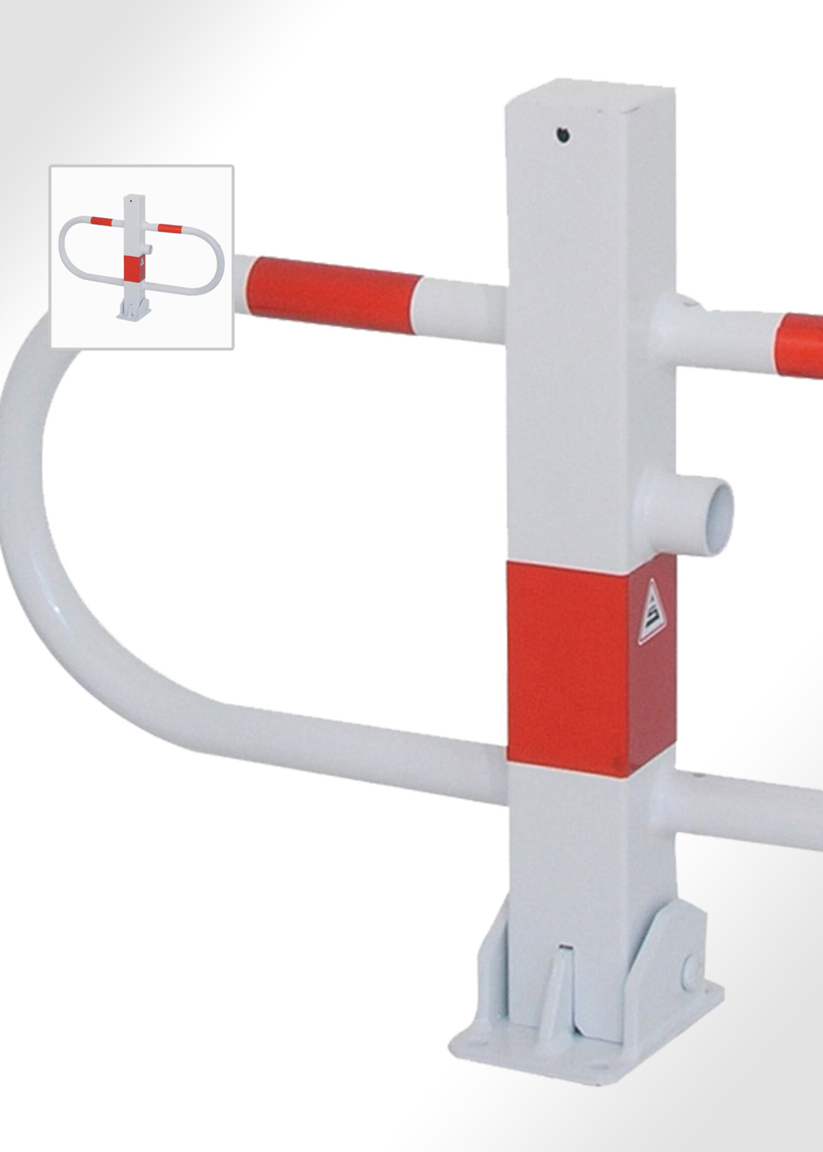 RI-TRAFFIC Klappbare Parkplatzsperre aus Stahl mit Dreikantschloss 800 x 500 mm (ROT-WEISS)