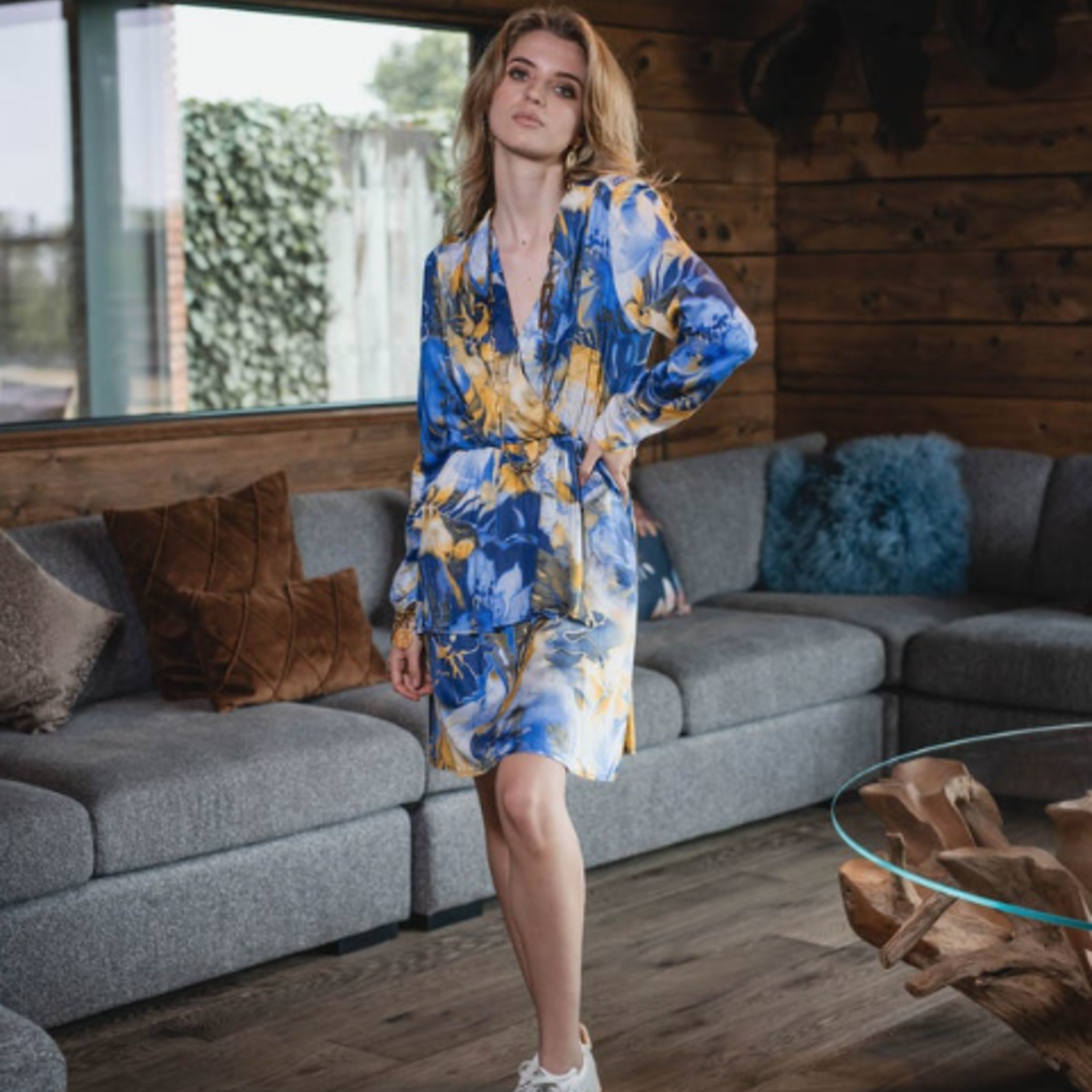 Robe courte FLEURI BLEU YELLOW - LES BLONDINETTES