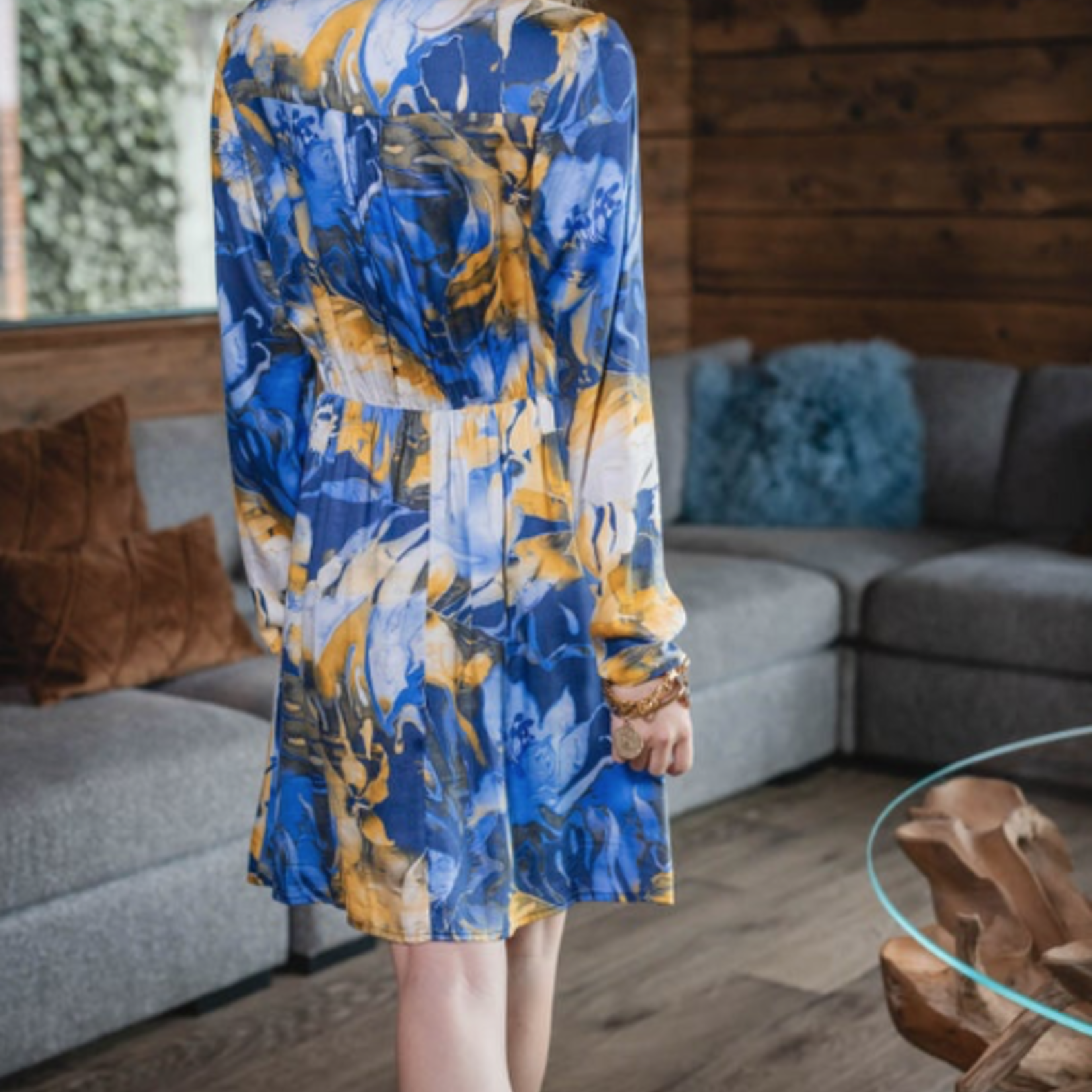 Robe courte FLEURI BLEU YELLOW - LES BLONDINETTES